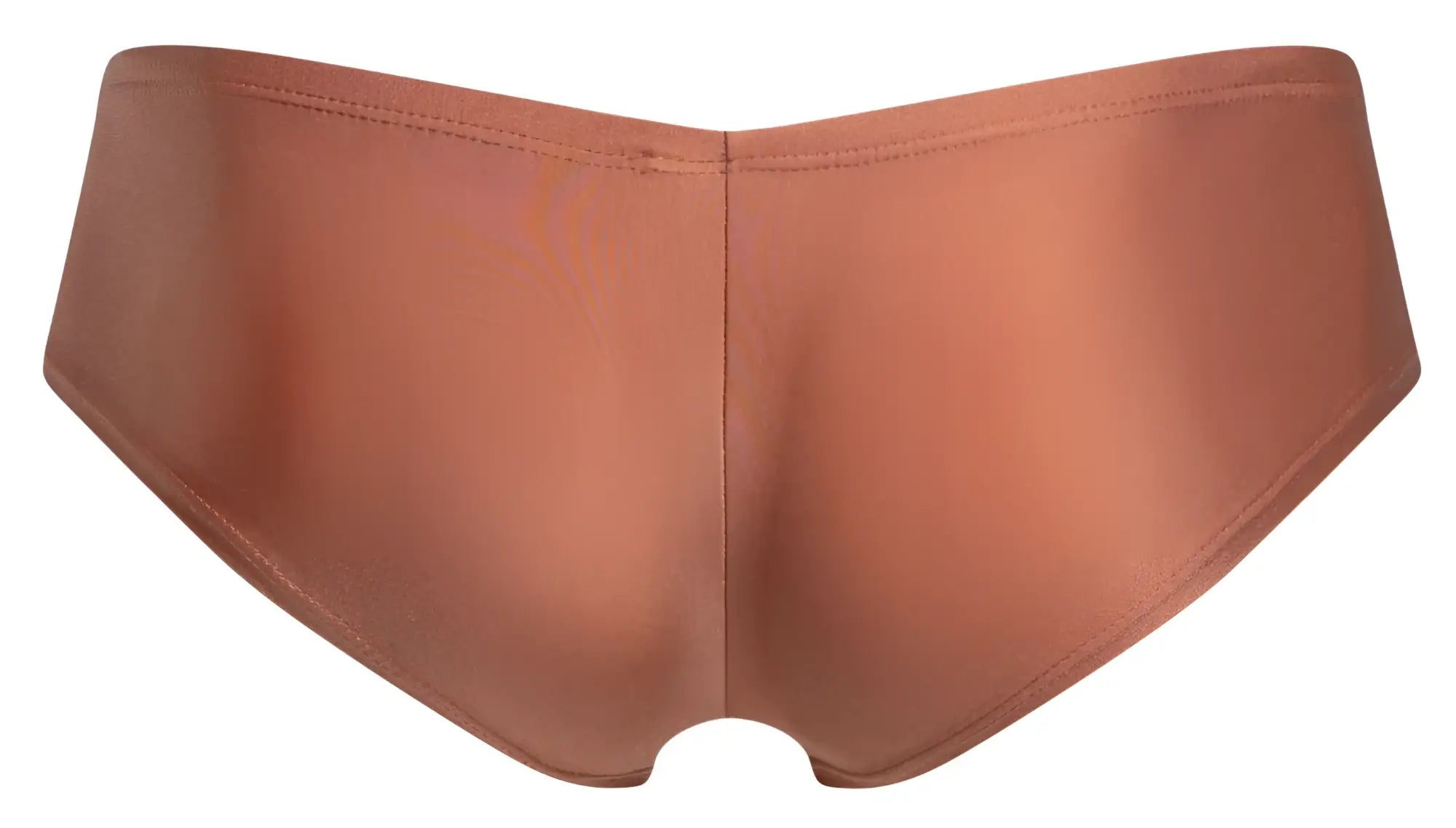 Justin+Simon XSJ13 cheeky bulge boxer in copper-colored satin with a smooth glossy finish and clean edge stitching