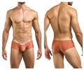Justin simon xsj13 cheeky bulge boxer in ochre tan smooth fabric with form-fitting design and small white front label