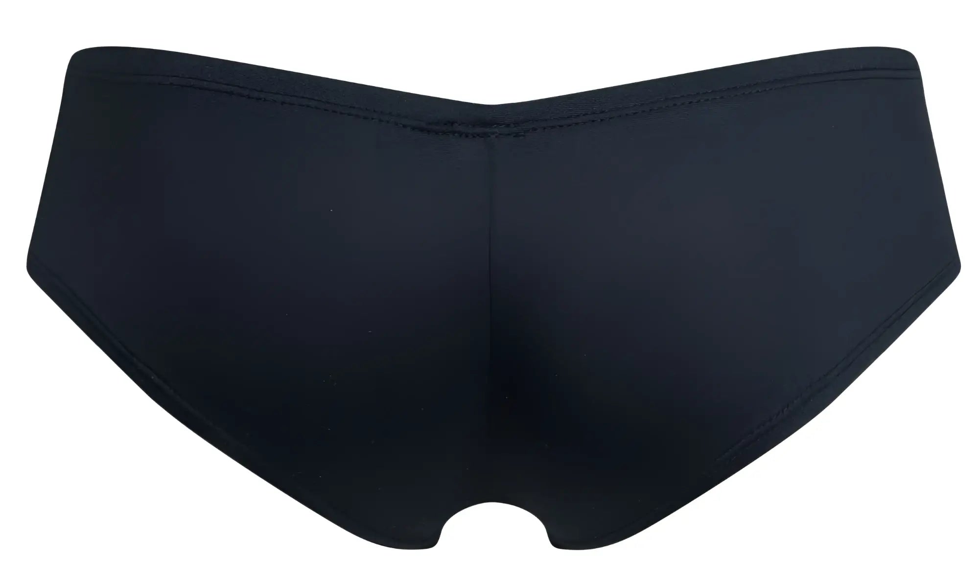 Black seamless cheeky bulge boxer by Justin Simon with smooth fabric finish and subtle waistband stitching