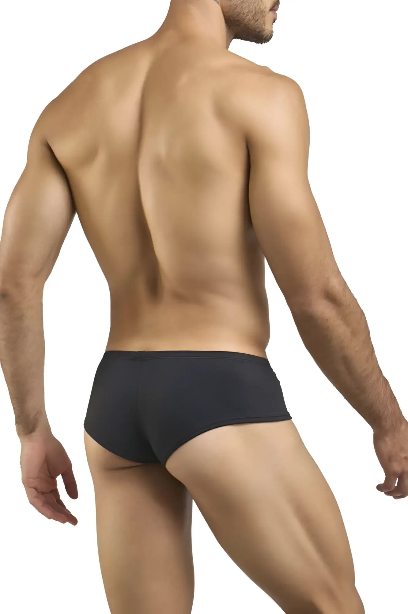 Justin simon xsj13 cheeky bulge boxer black briefs with a smooth form-fitting design in peach black color