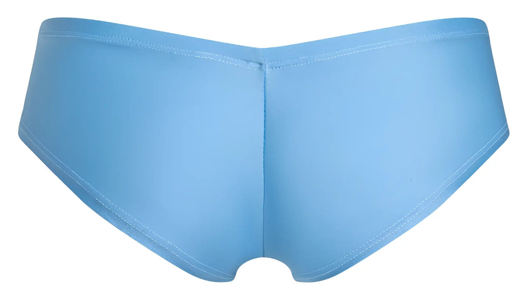 Light blue smooth textured women’s briefs with a seamless design from justin simon xsj22 cheek briefs collection