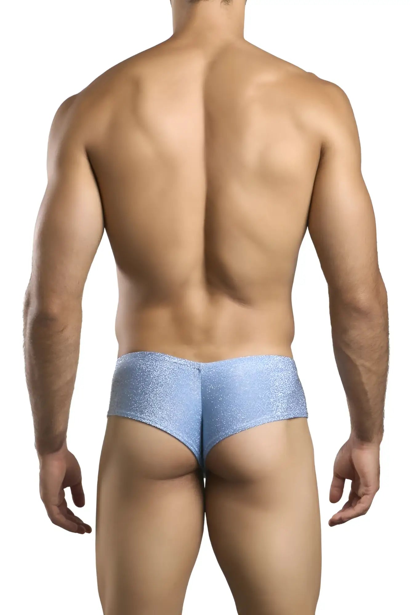 Light blue glittery lurex briefs from JUSTIN+SIMON XSJ22 cheek briefs collection for stylish comfort