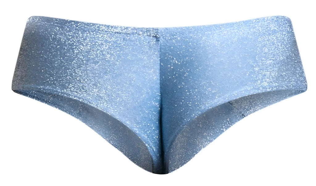 Justin+Simon xsj22 cheek briefs in shiny lurex light blue glitter fabric for stylish comfortable wear