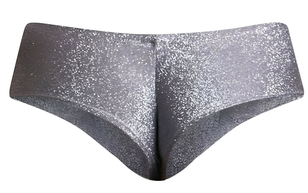 Justin simon XSJ22 cheek briefs in lurex gray with shiny silver glitter and a sleek form-fitting design