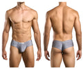 Justin simon xsj22 cheek briefs in lurex gray with silver glitter and subtle textured pattern