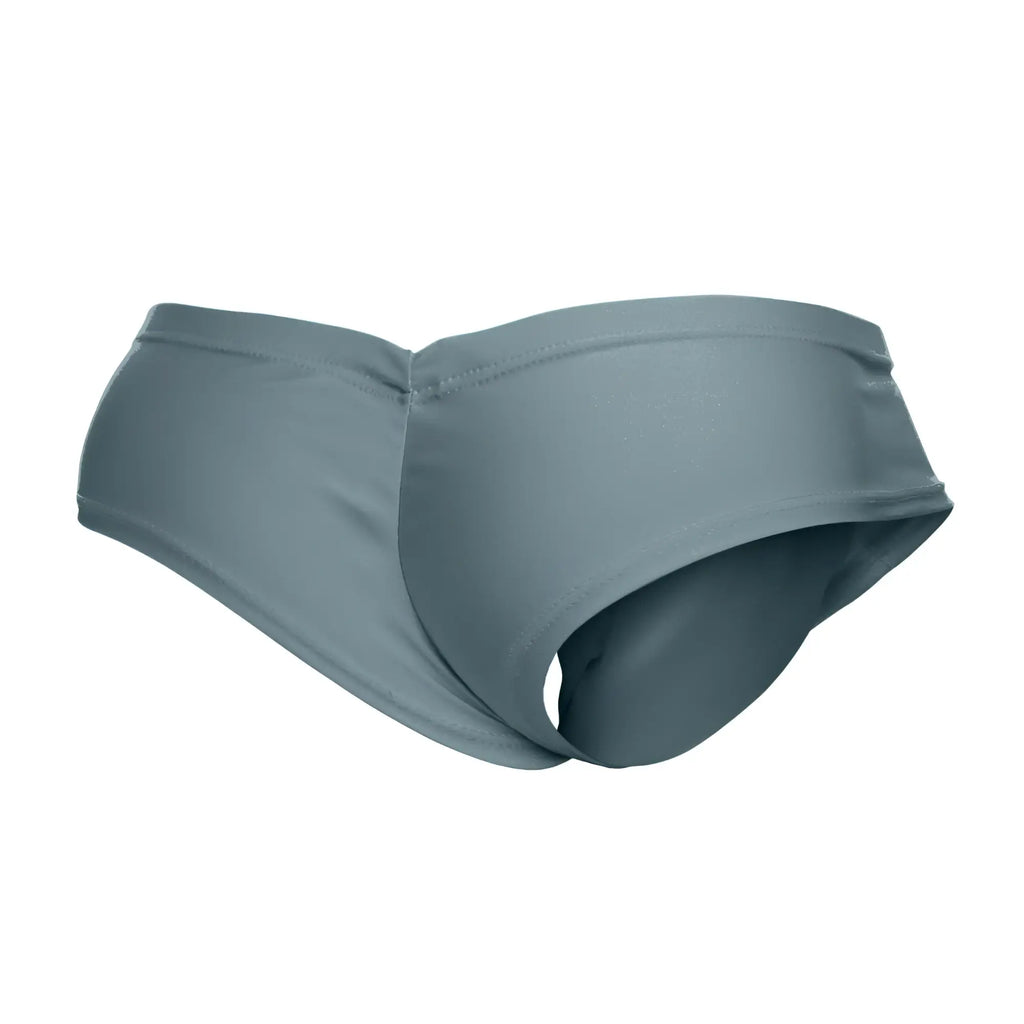 A sleek solid gray swim brief with stretchy fabric and contoured design from JUSTIN+SIMON xsj22 cheek briefs metal green