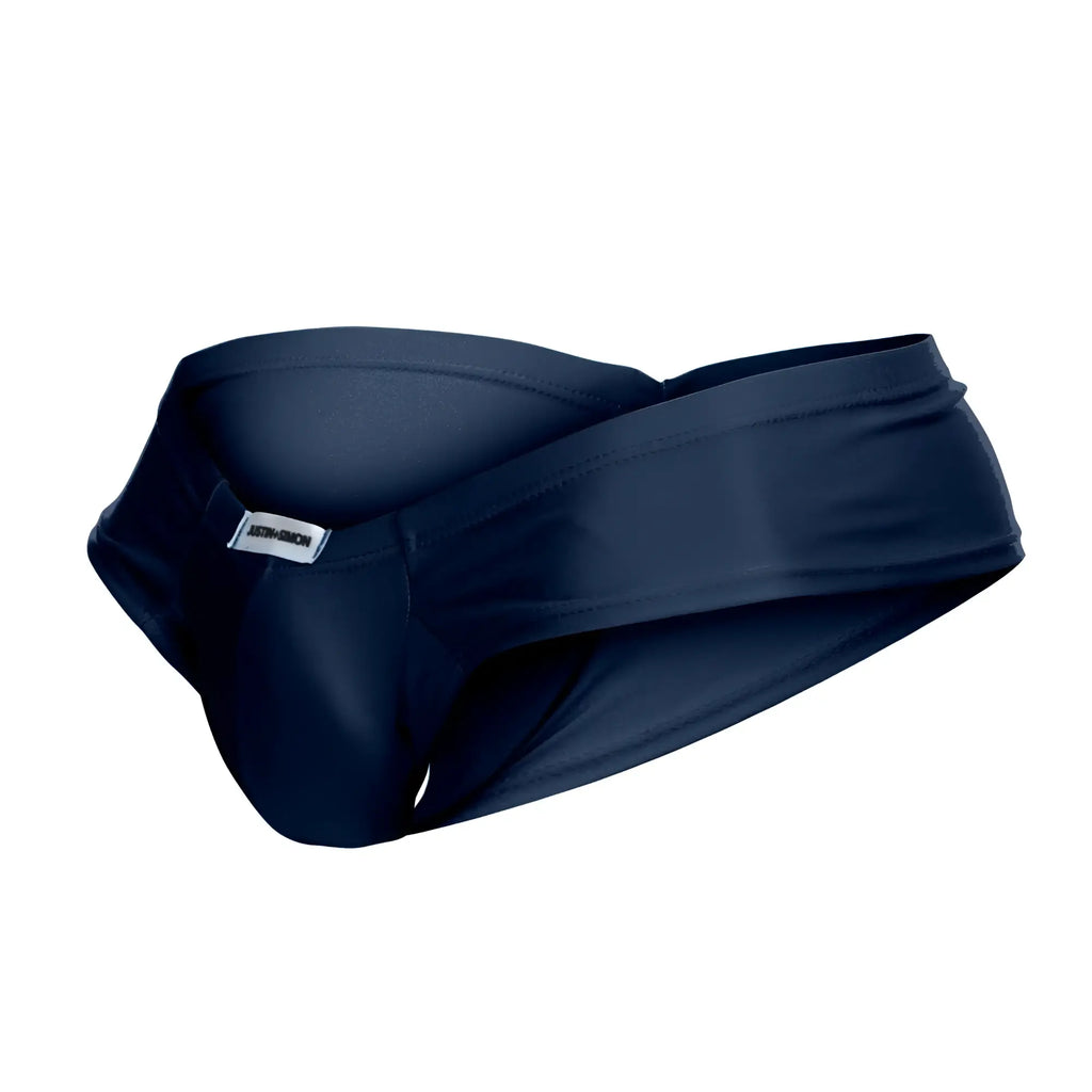 Navy blue justin simon xsj22 cheek briefs for men with sleek form-fitting design and subtle brand tag