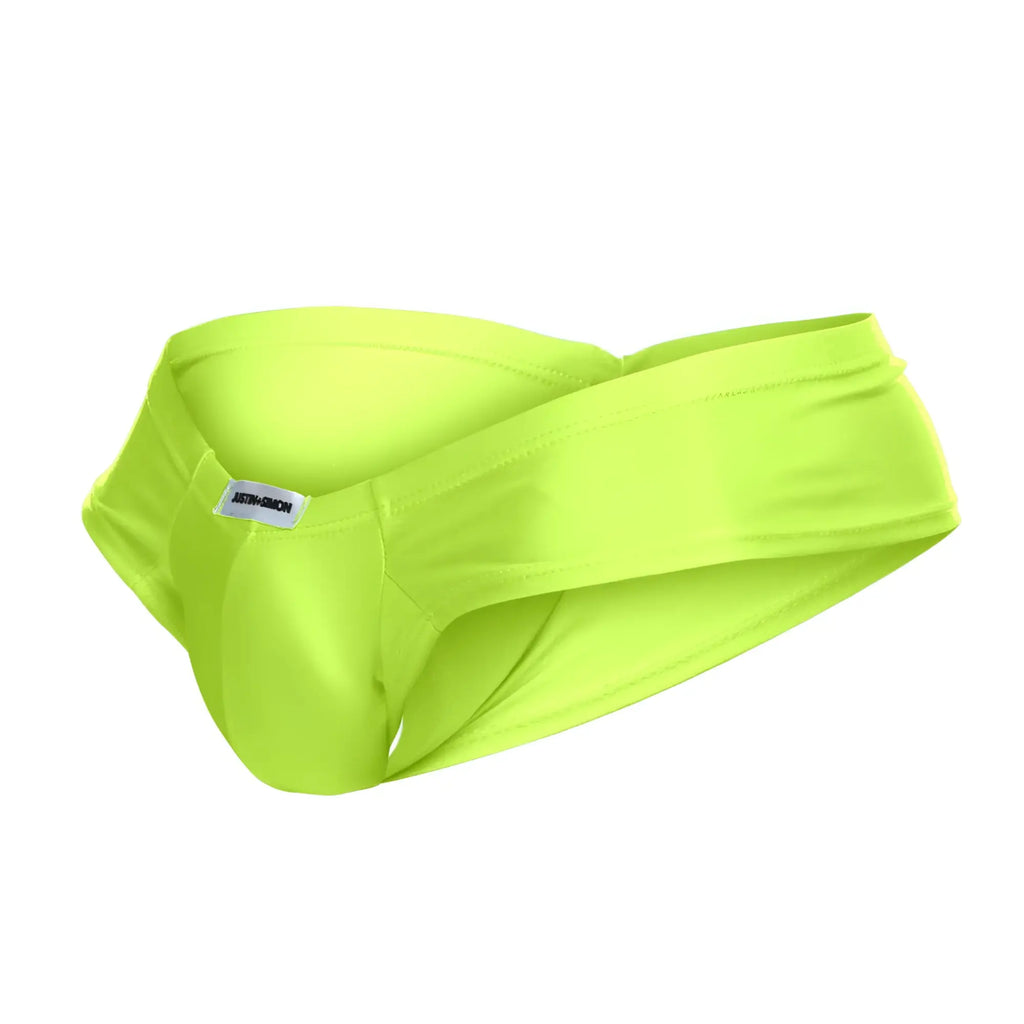Justin+Simon XSJ22 cheek briefs neon green bright neon green athletic briefs with sleek form-fitting design and brand tag