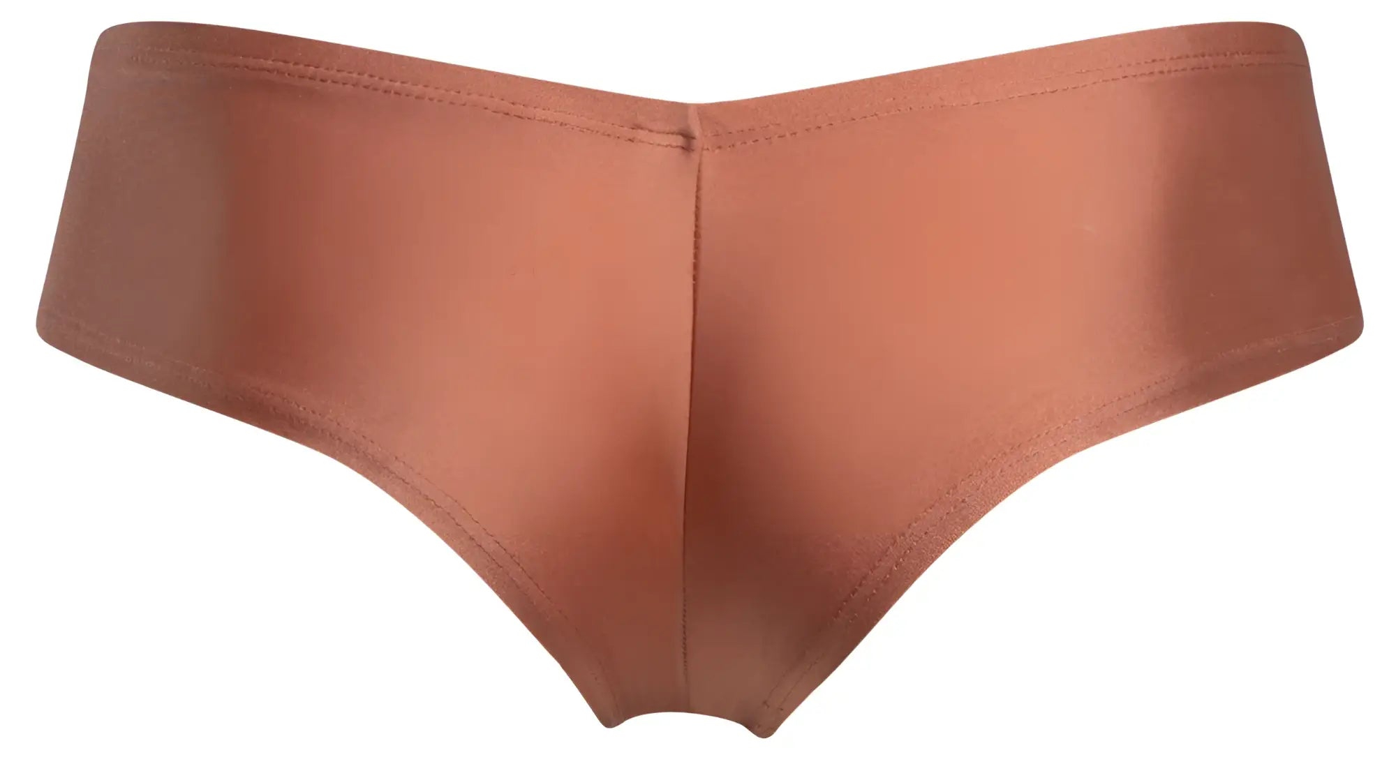 Justin simon xsj22 cheek briefs in copper-colored satin with smooth glossy finish and neat edge stitching