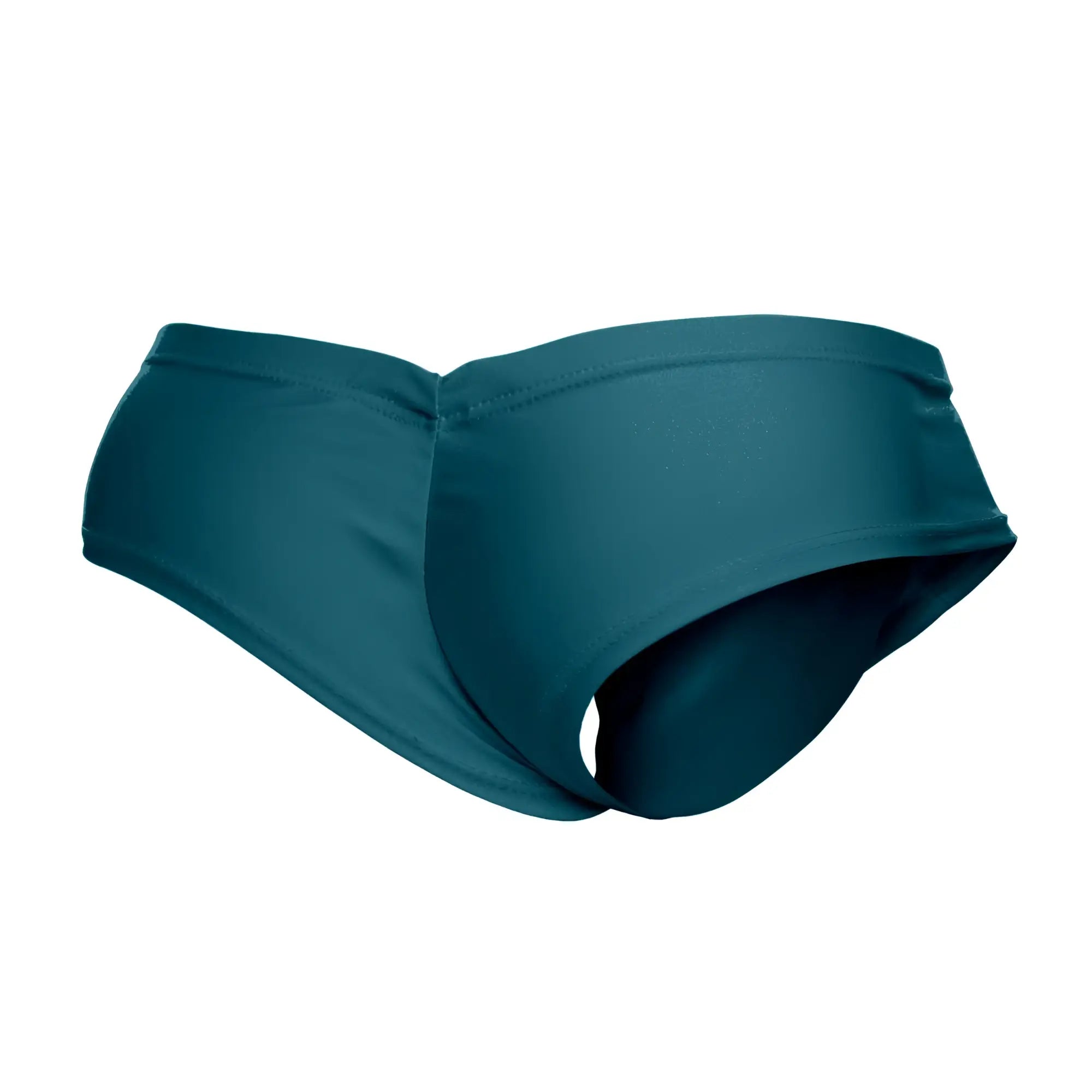 Teal-colored justin simon xsj22 cheek briefs made of smooth stretchy fabric with a seamless design in opal green