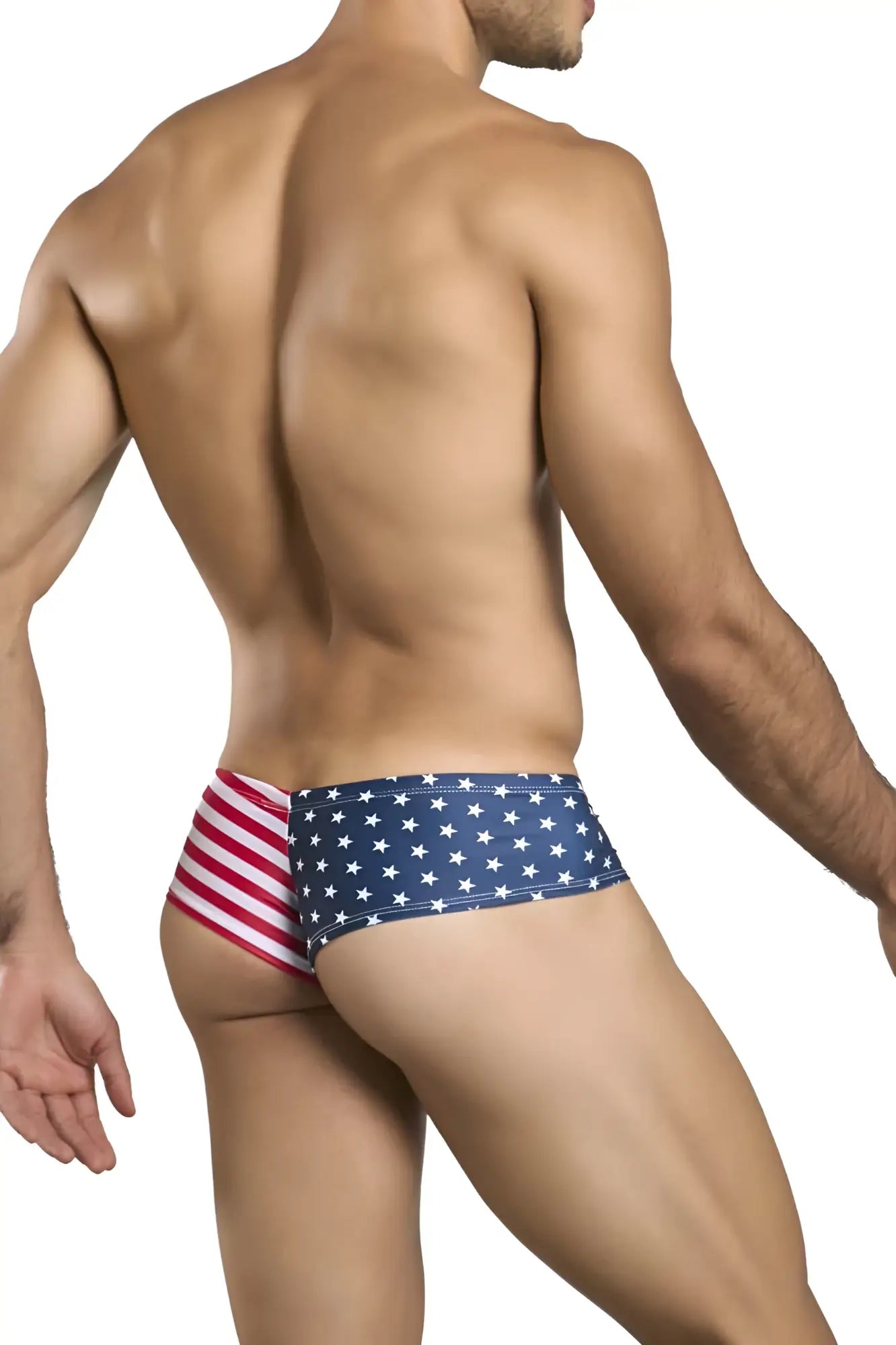 Justin simon xsj22 cheek briefs in usa flag colors featuring red white and blue patriotic design