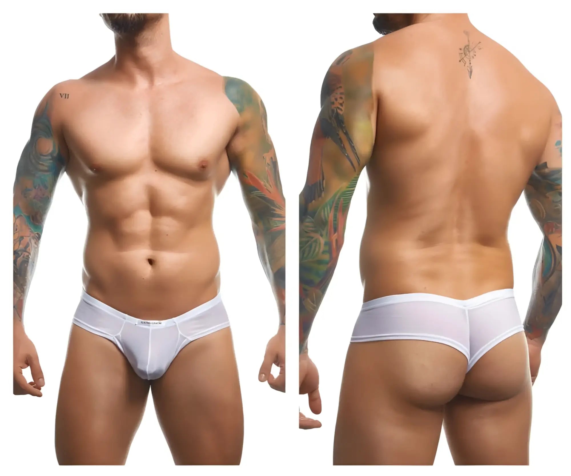 White athletic briefs justin simon xsj22 cheek briefs with smooth form fitting mesh fabric and subtle elastic waistband