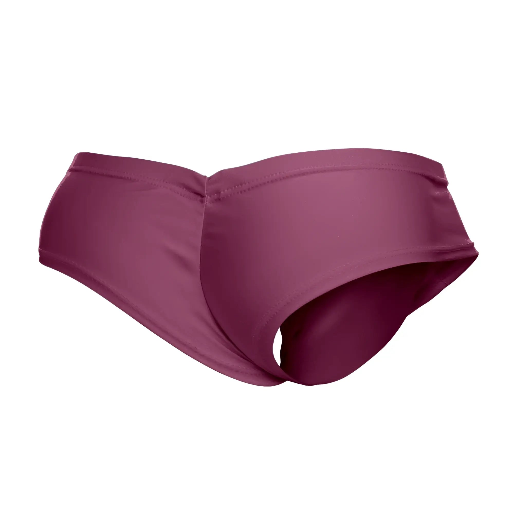 Justin Simon XSJ22 cheek briefs in wine color with sleek solid design and smooth stretchy fabric tailored fit