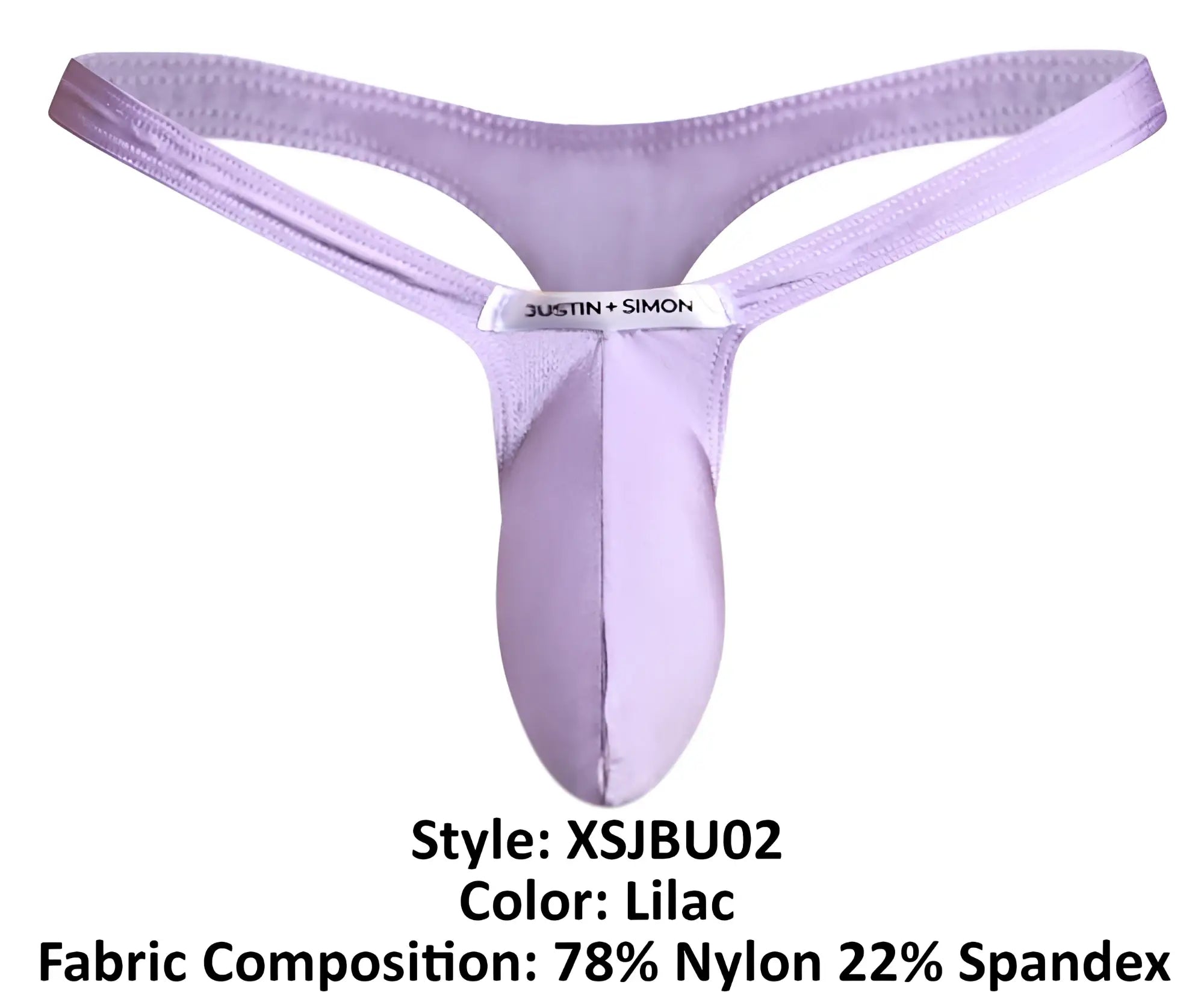 Lilac justin + simon bulge thong made of 78 nylon and 22 spandex comfortable for everyday wear