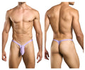 Justin simon lavender form-fitting bulge thong with central pouch and thin waistband in lilac color