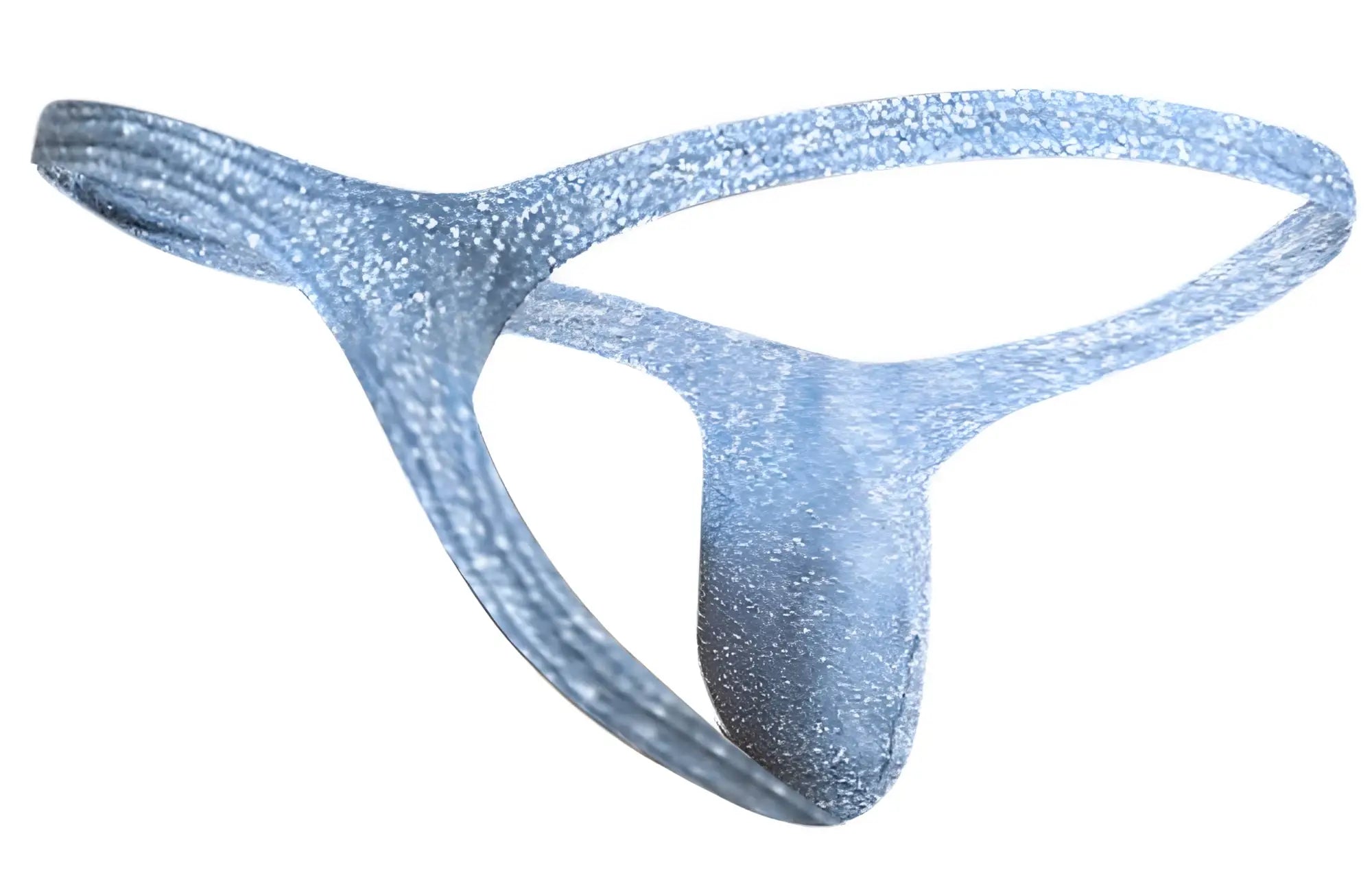Justin Simon xsjbu02 bulge thong in lurex blue with shiny silver glittery sleek form-fitting design