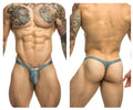 Justin+Simon teal bulge thong with a metallic buckle at the front in color metal green for enhanced support