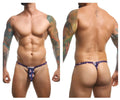Purple patterned thong with skull and floral design by justin simon in mexico color for bulge support