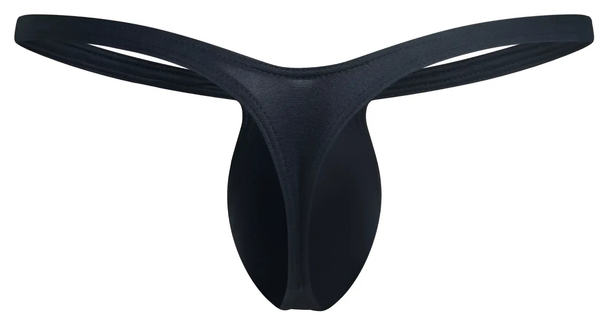 Black seamless thong made of stretchy fabric with a smooth minimalist design from JUSTIN SIMON XSJBU02 Bulge Thongs