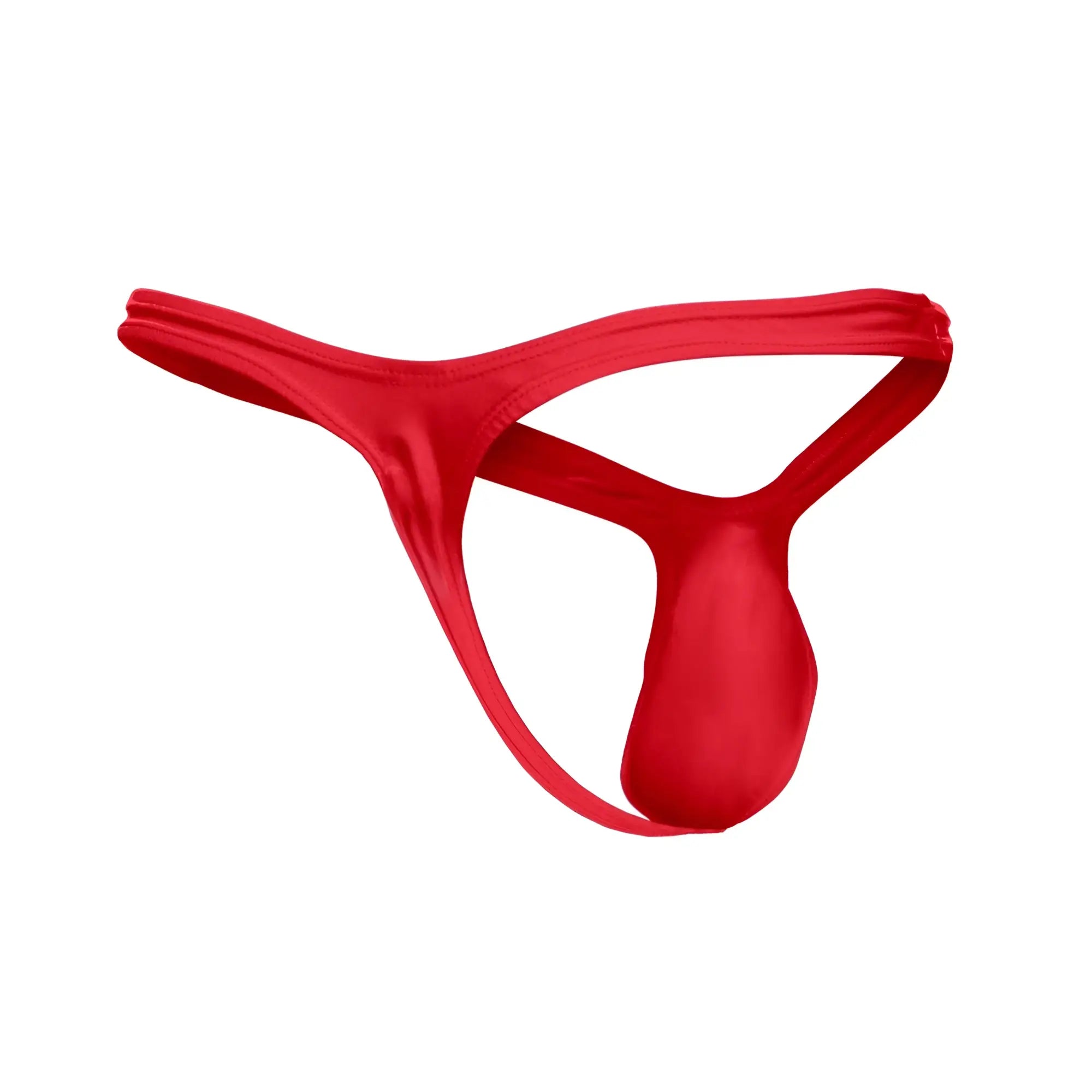 Justin simon xsjbu02 red satin thong with smooth glossy finish and supportive design