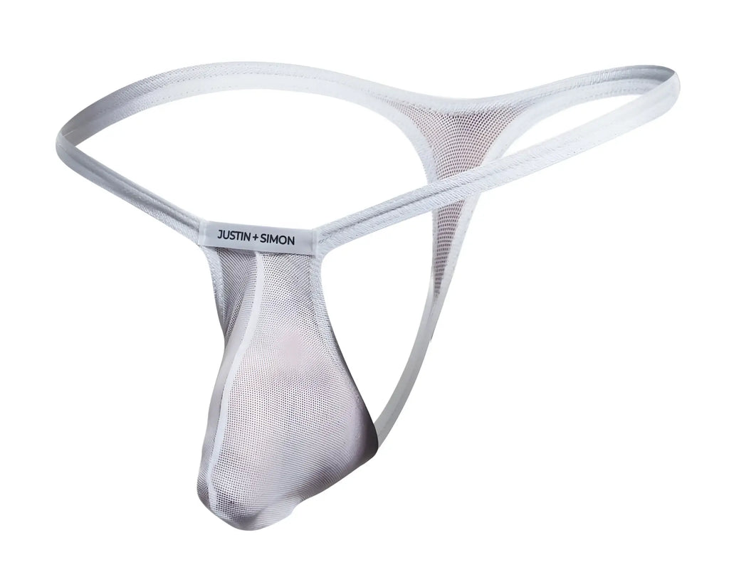 White mesh thong by justin simon xsjbu02 featuring breathable mesh material and minimalist design for comfort and style
