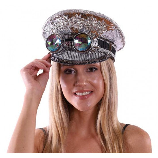 SOMBRERO DE FESTIVAL CON LENTEJUELAS Y GAFAS