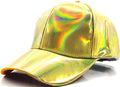 A shimmering gold metallic baseball cap with a reflective iridescent finish from 4 colors available collection