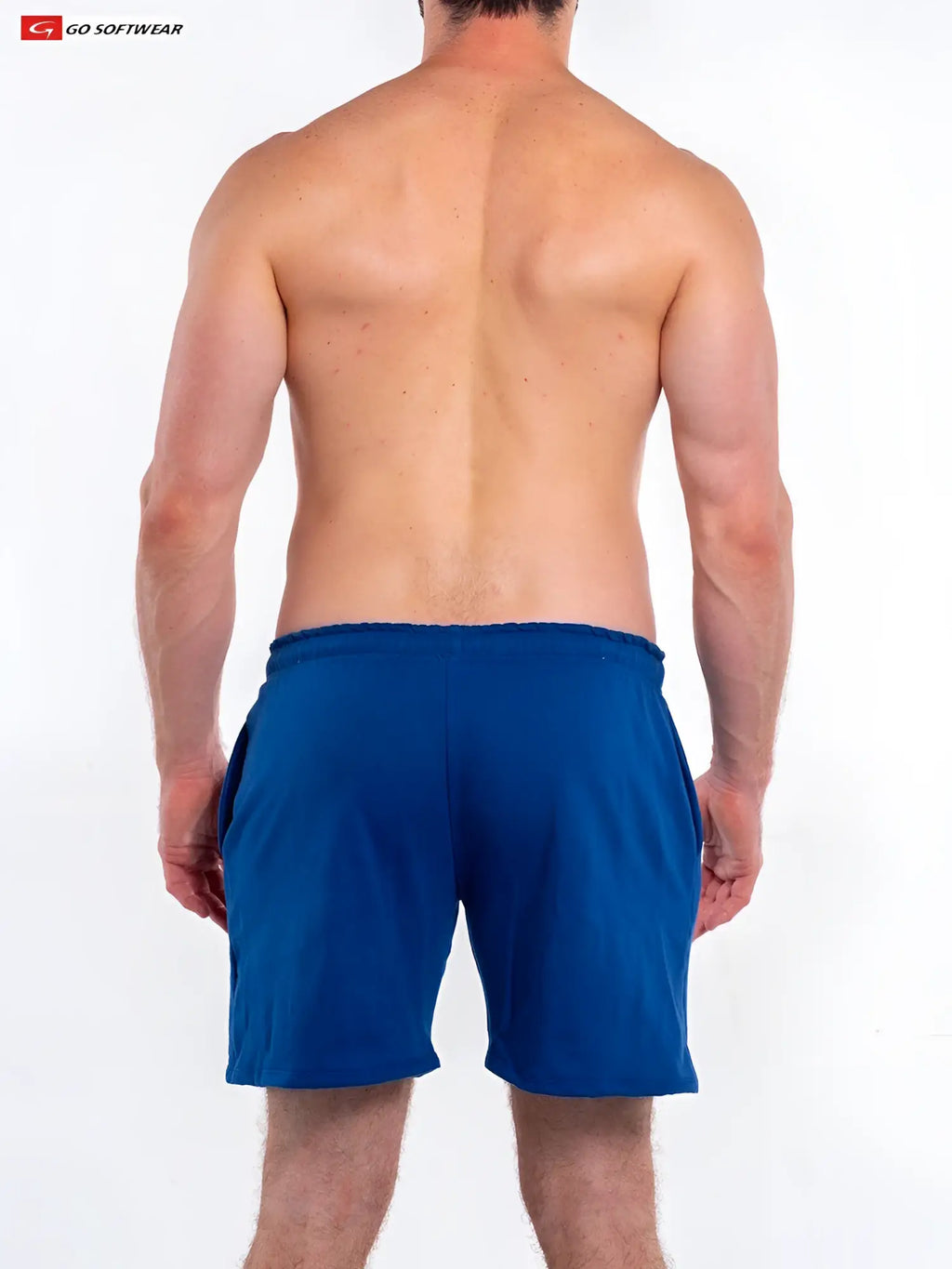 Blue l a wash french terry short with elastic waistband and relaxed fit made from comfortable french terry fabric