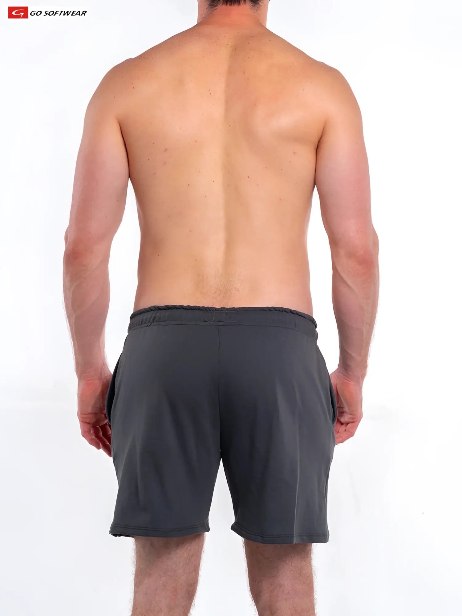 Dark gray l a wash french terry athletic shorts with fitted waistband and side pockets for comfortable wear
