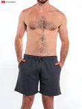 L. A. Wash French Terry short in dark gray with drawstring waistband and side pockets for comfortable wear