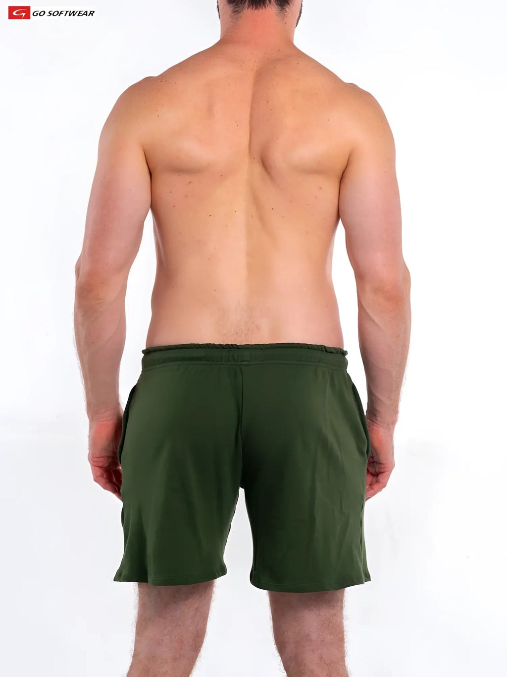Olive green l a wash french terry athletic shorts with drawstring waistband and side pockets for casual wear
