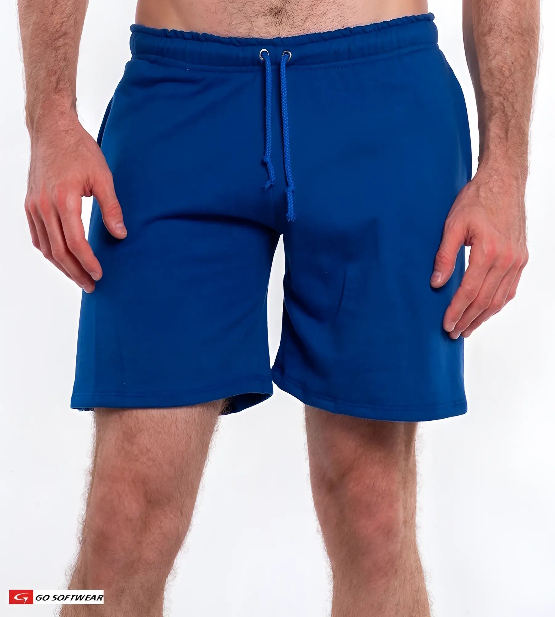 Royal blue cotton l a wash french terry short sweat shorts with a drawstring waistband for casual wear