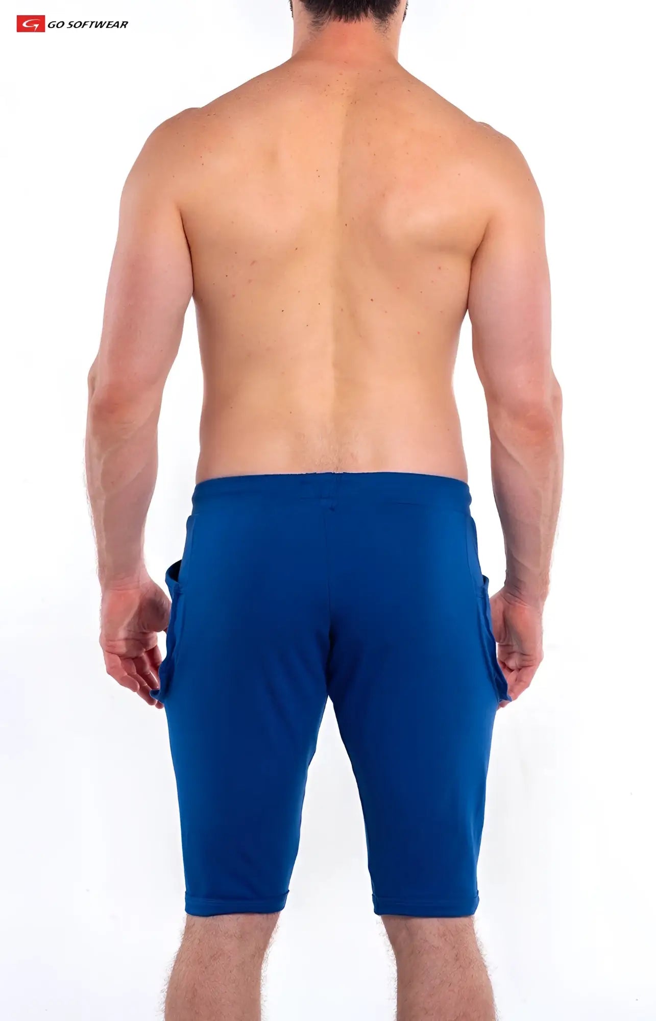 L a wash yoga short in blue with side pockets made from soft fabric for comfortable athletic wear