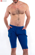 Blue L. A. Wash yoga shorts with drawstring waistband and side pockets made for athletic and casual wear