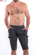 Dark gray l a wash yoga shorts with side pockets and drawstring waistband designed for athletic use