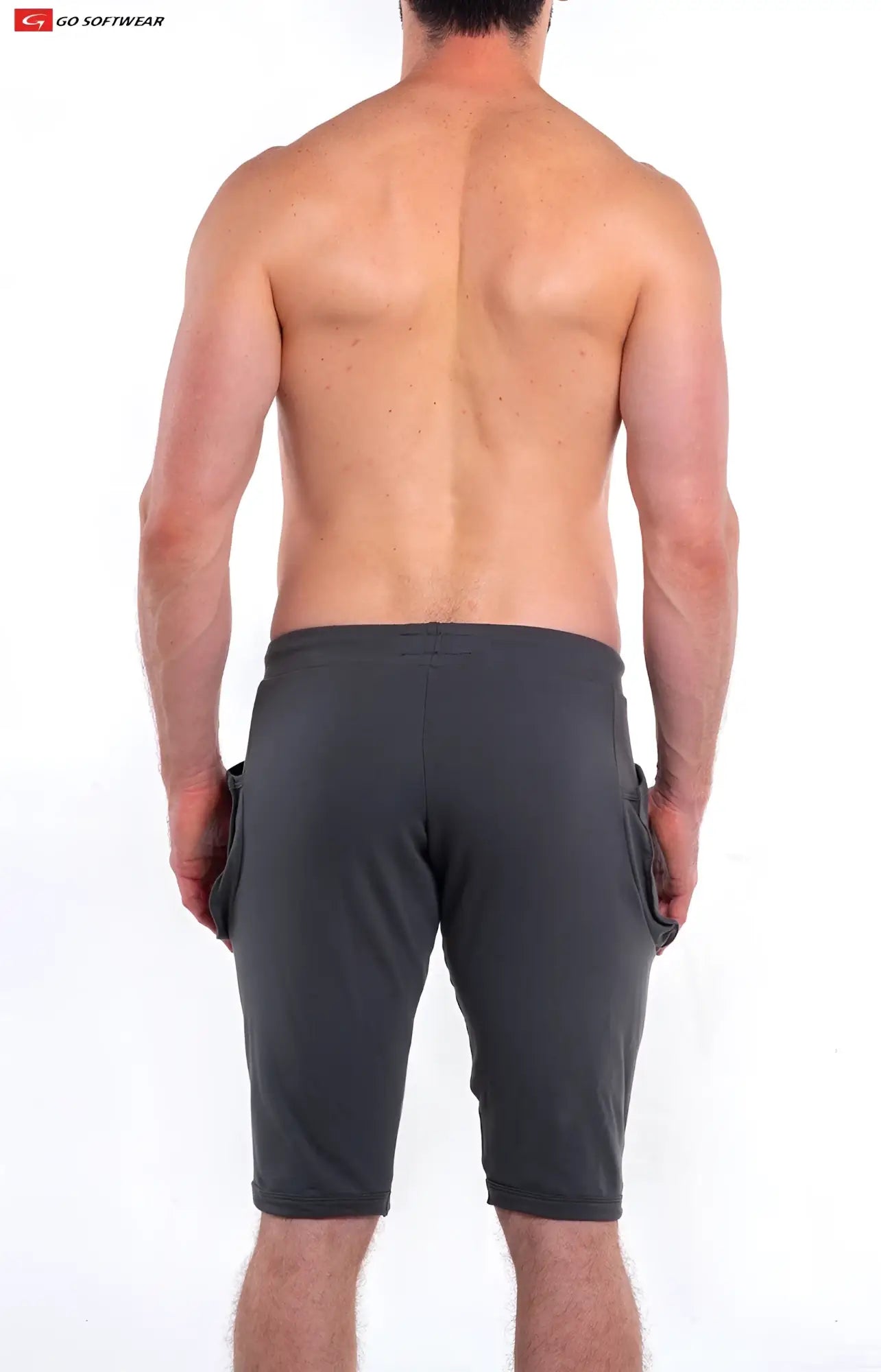 Dark gray l a wash yoga shorts made of soft fabric with side pockets perfect for comfortable workouts