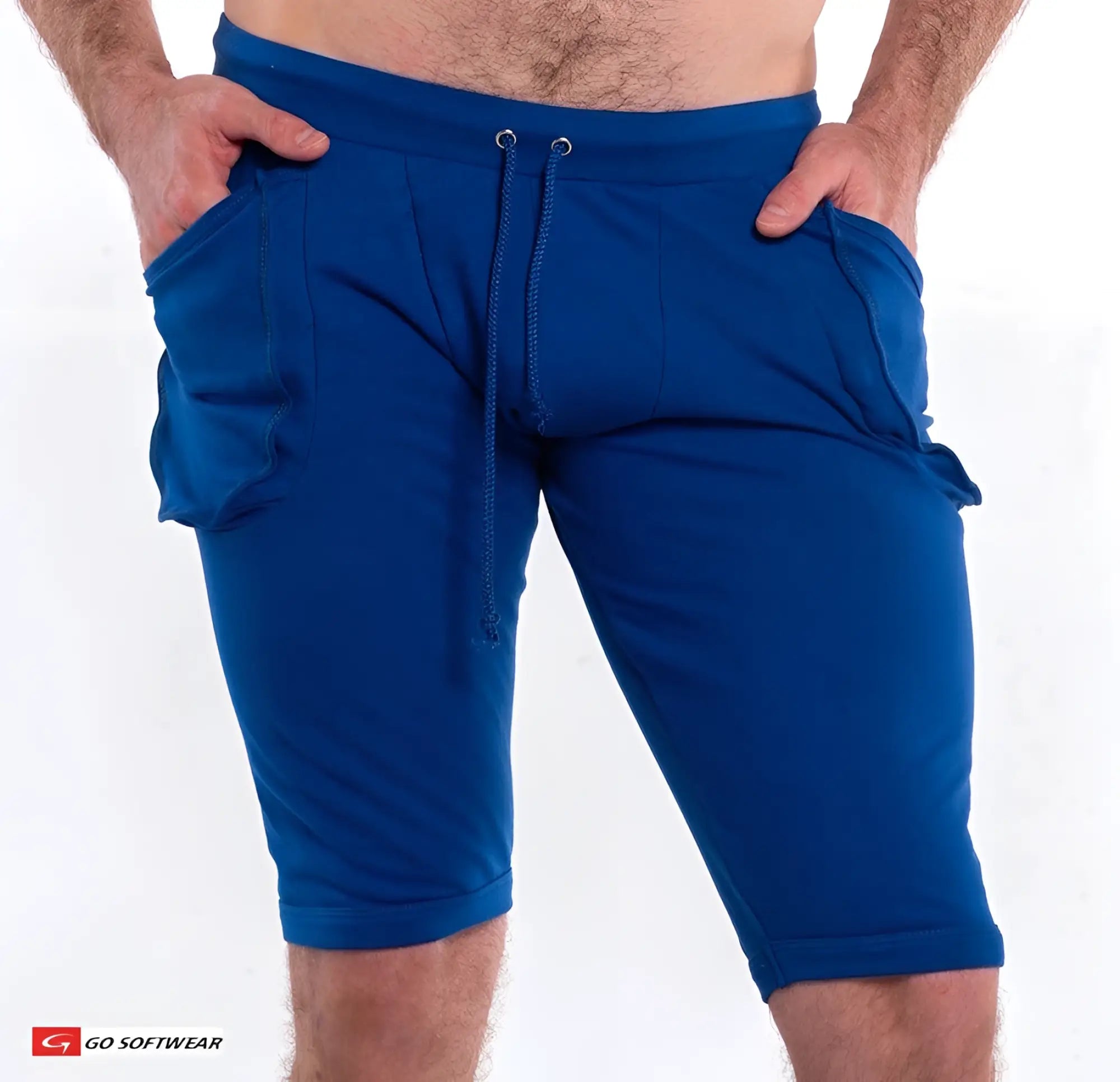 Royal blue l a wash yoga shorts with drawstring waistband and side pockets ideal for athletic wear