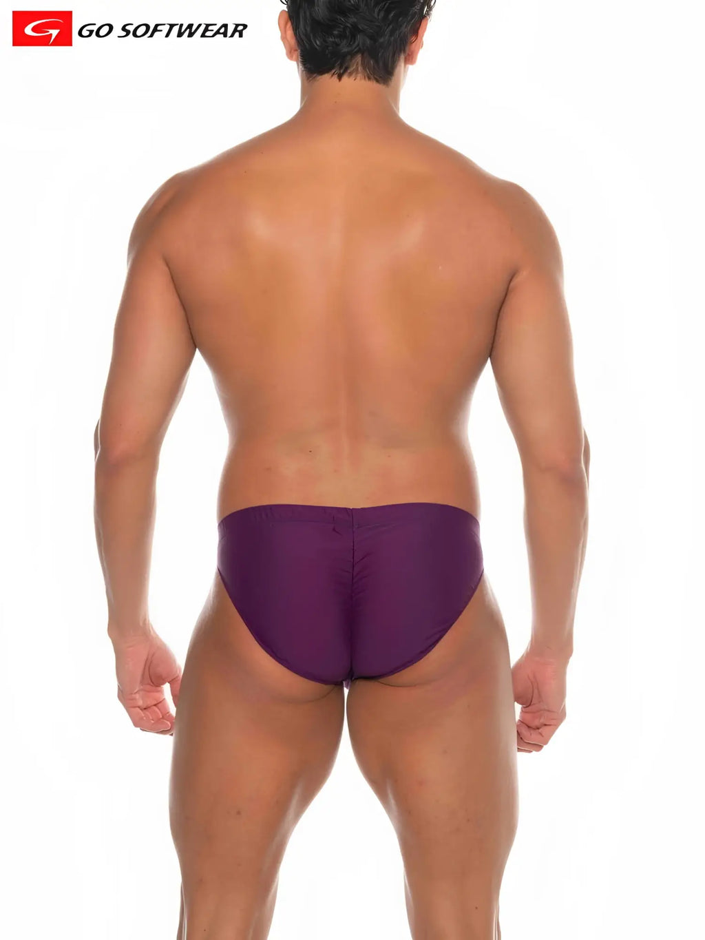 Purple go softwear swim trunks featured in la palma buns bikini swim product for comfortable beachwear use