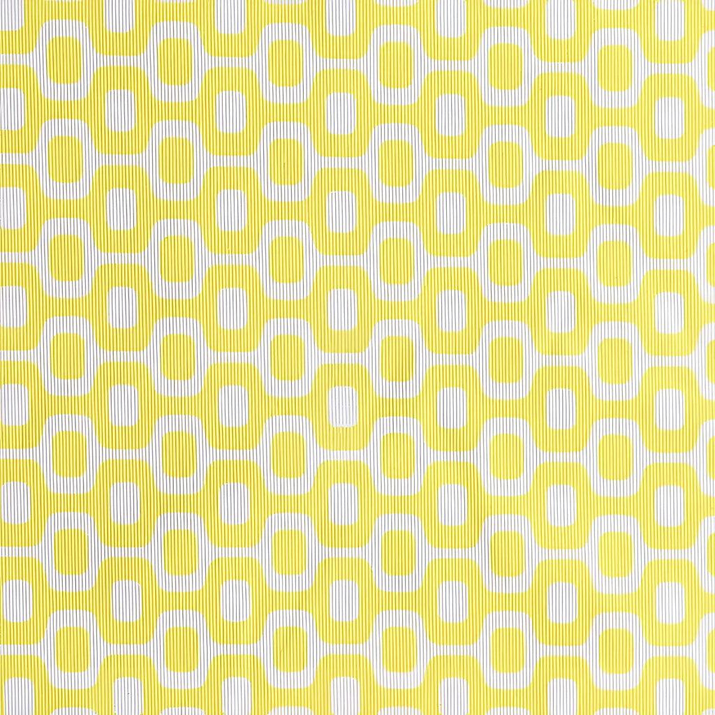 Lemonade yellow solid men’s swimming sunga featuring bright yellow fabric with white geometric rounded square pattern