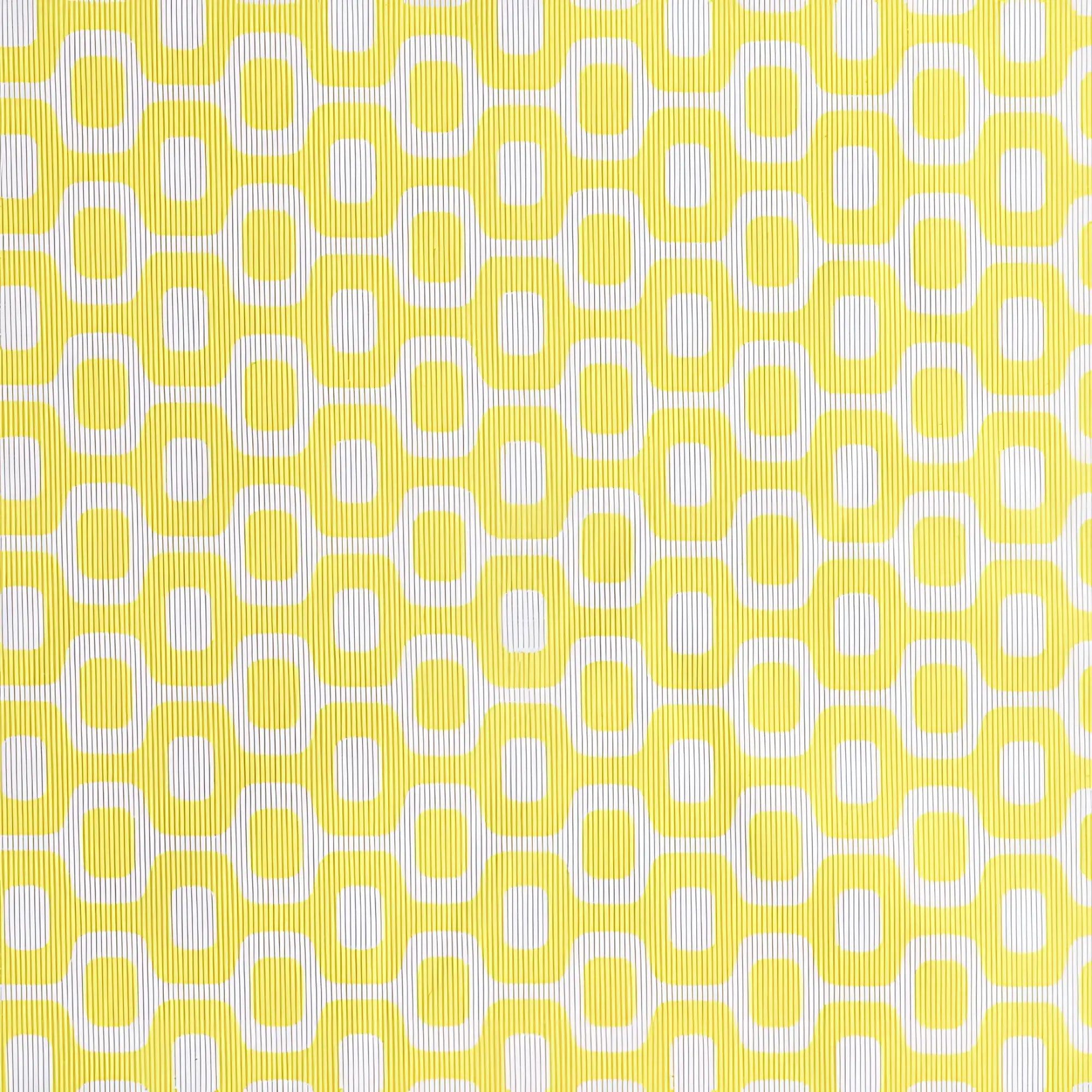 Lemonade yellow solid men’s swimming sunga featuring bright yellow fabric with white geometric rounded square pattern