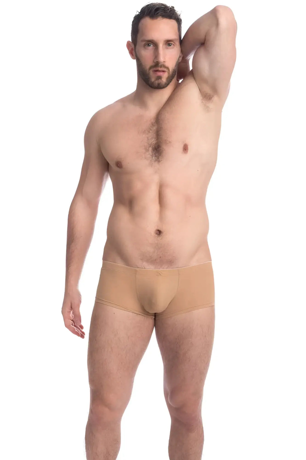 Beige men’s briefs lhomme invisible tanskin mini square cut trunk swimwear with smooth form-fitting design size m