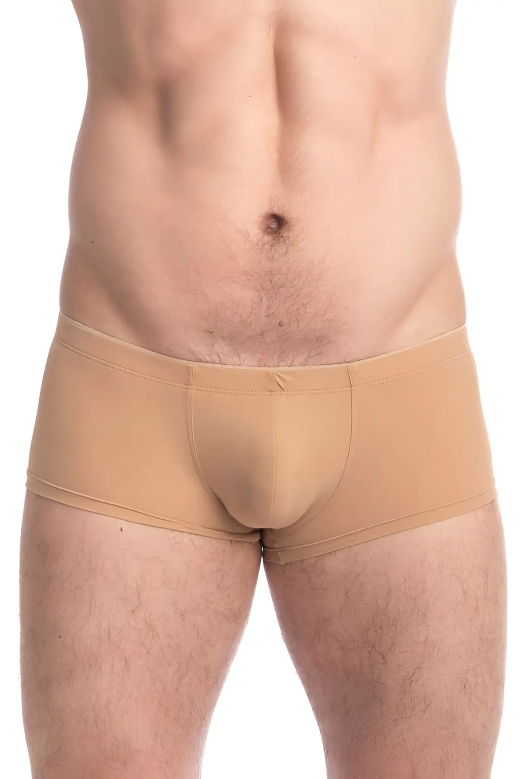 Beige men’s briefs l homme invisible tanskin mini square cut trunk swimwear with smooth form fitting design size m