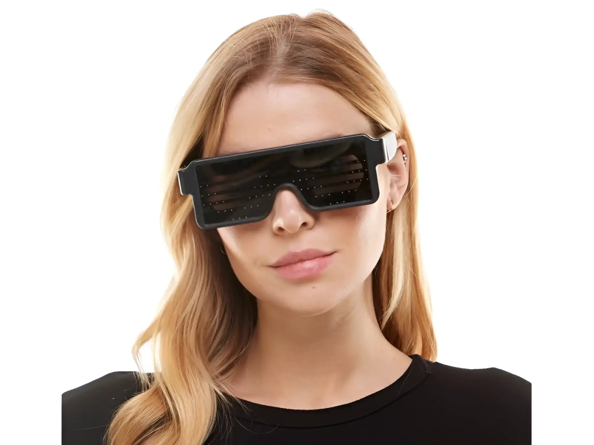 Black rectangular led light up glasses with sleek modern design and durable frame for stylish eye protection