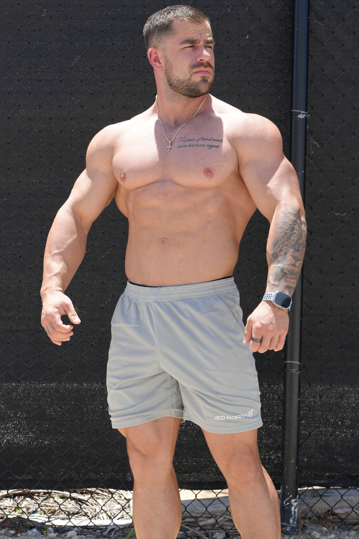 Jed North Jersey Mesh 7,5" Gym Shorts - Polar Silber