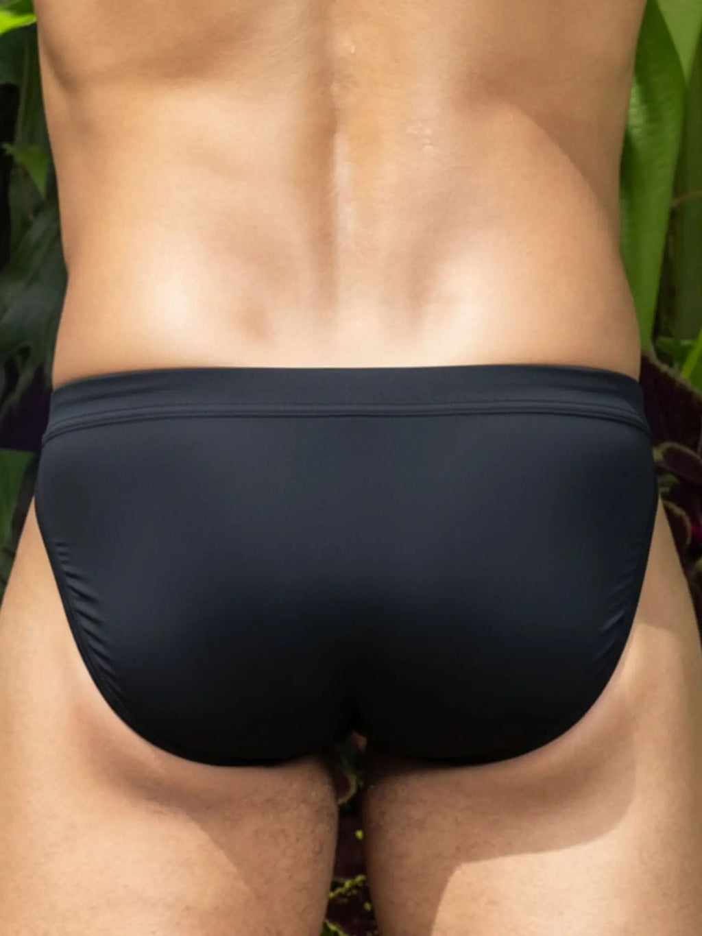 Little boy blue design matt bikini black swim trunks with smooth form-fitting fabric and subtle elastic waistband