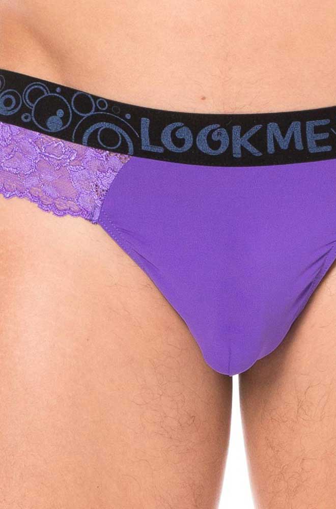 Tanga de encaje Lookme, color morado, talla L, 2006-57