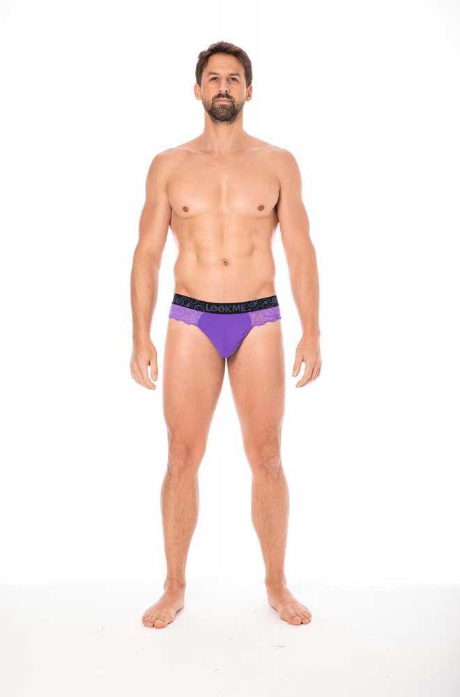 Tanga de encaje Lookme, color morado, talla L, 2006-57