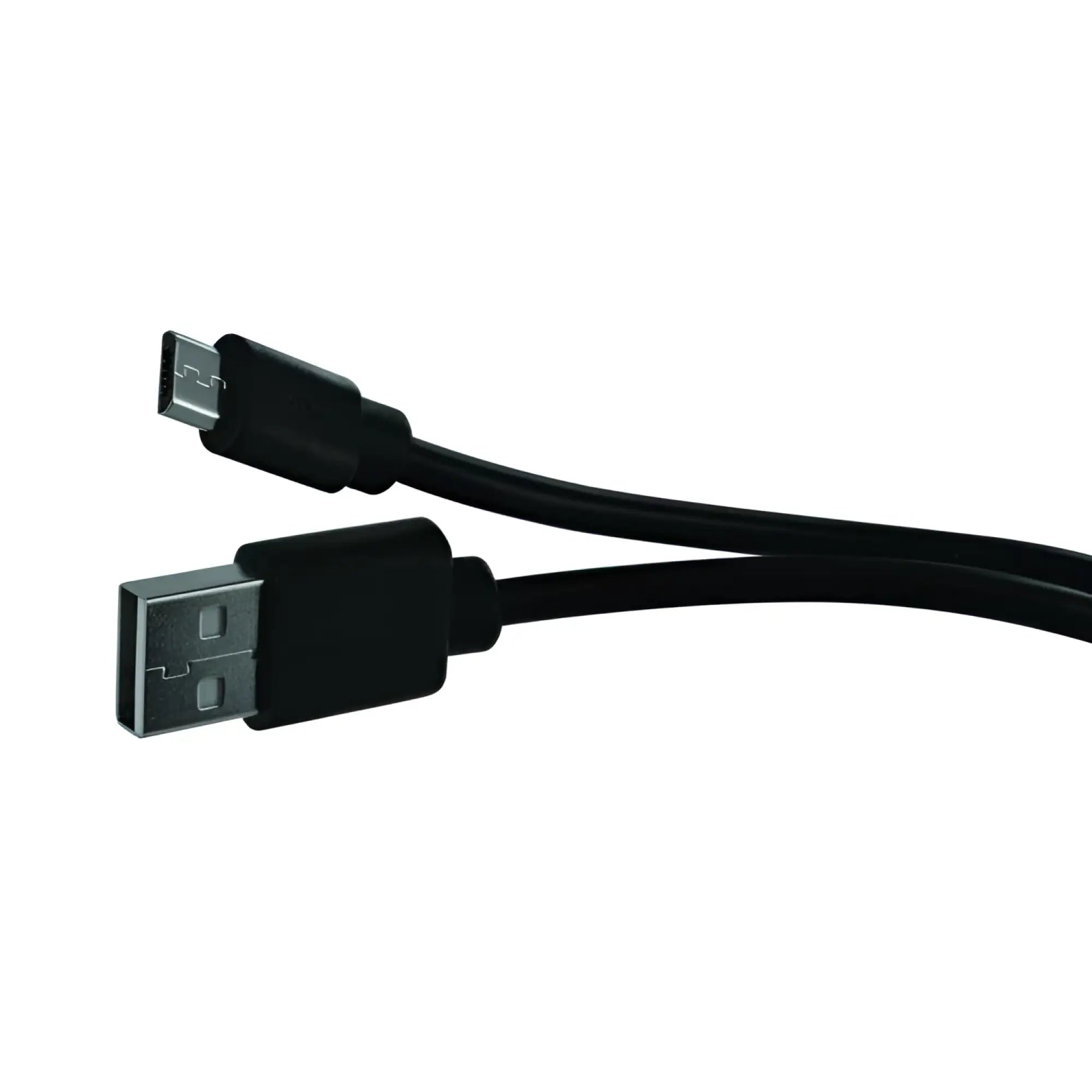 Black USB charging cable for LoveBotz Beat It 8X, shown with a standard USB connector and a micro-USB end.