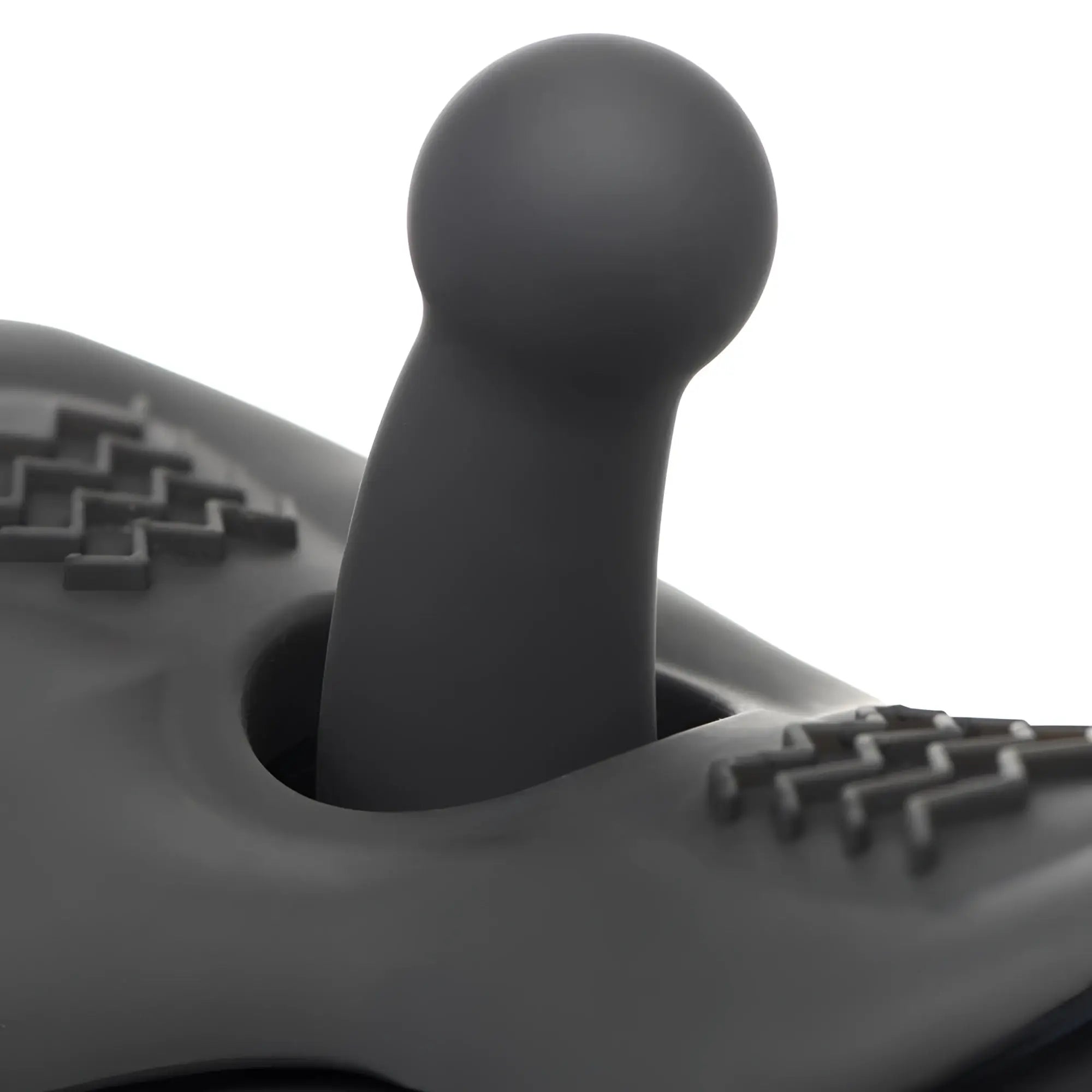 LoveBotz The Bucking Saddle: A matte black, ergonomic saddle base featuring a prominent, upright phallic attachment.