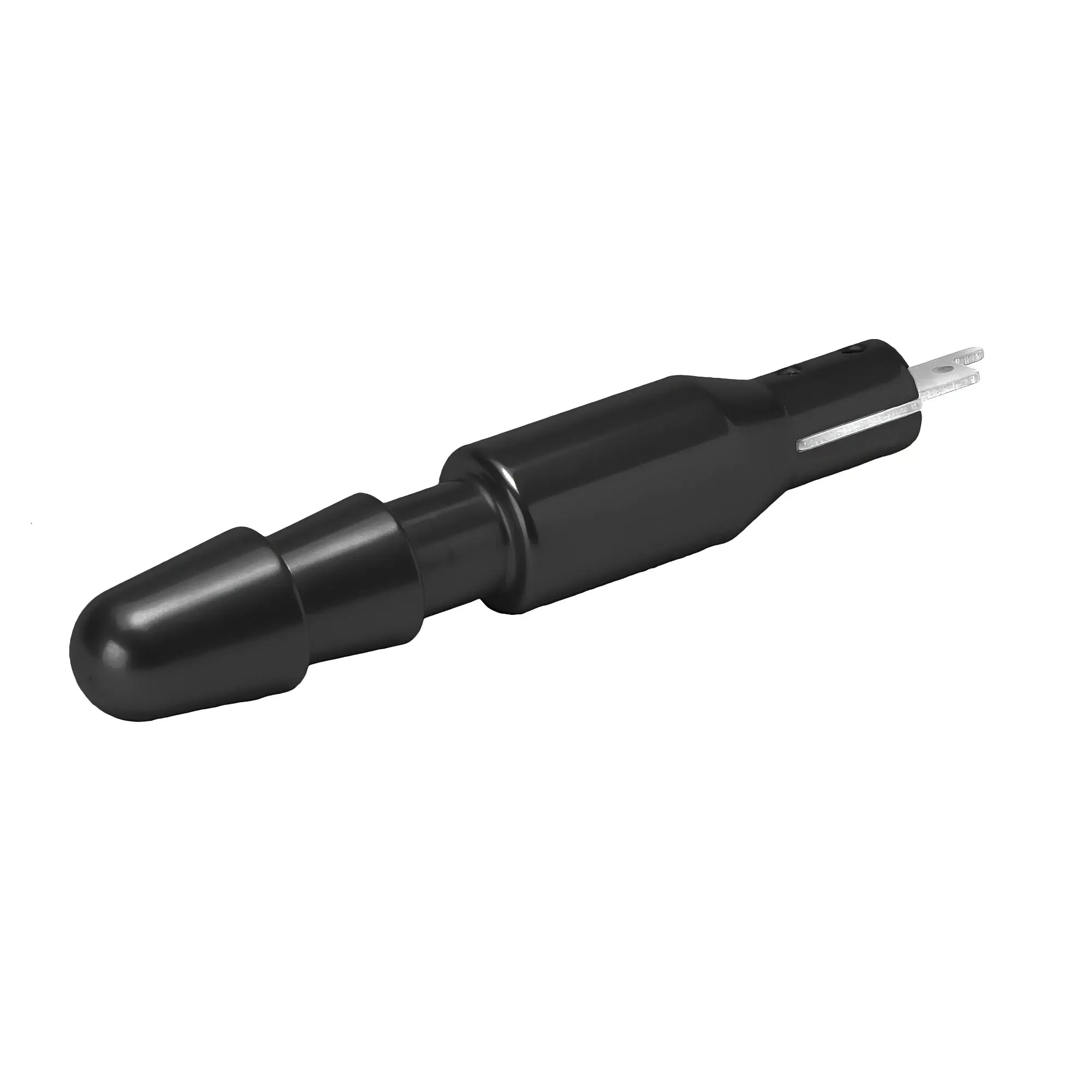 LoveBotz The Fucking Adapter: A sleek, matte black cylindrical adapter with a tapered tip and metallic connector end.